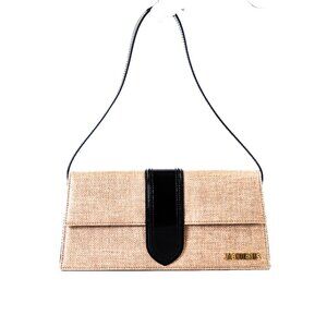 Jacquemus Le Bambino Long Raffia Bag - Ivory/Black - Excellent Condition